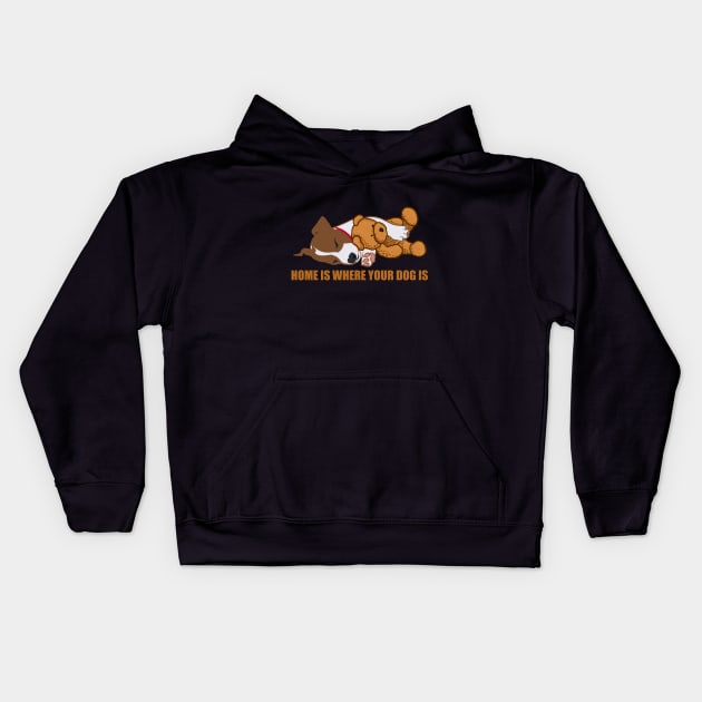 Home is where your dog is Kids Hoodie by Arnond